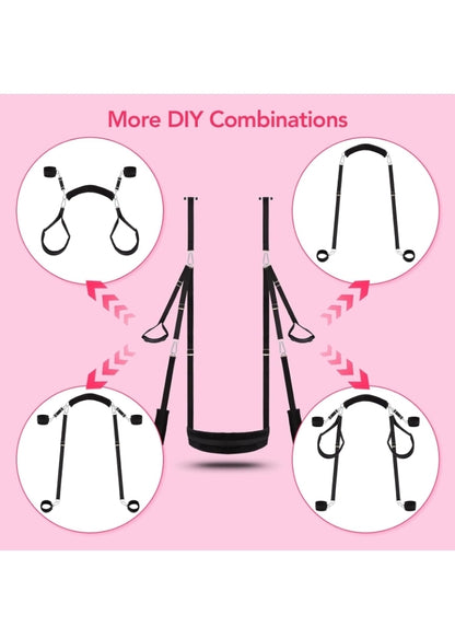 Sex Swing BDSM Bondage Restraints Kit-UTIMI 2 in 1 Door Swing & Sex Restraints Wrist & Thigh Ankle Restraint Cuffs Neck to Leg Sex Toy w/Handcuffs & Leg Straps Adult Sex Toys Couples，Black Sm Sets