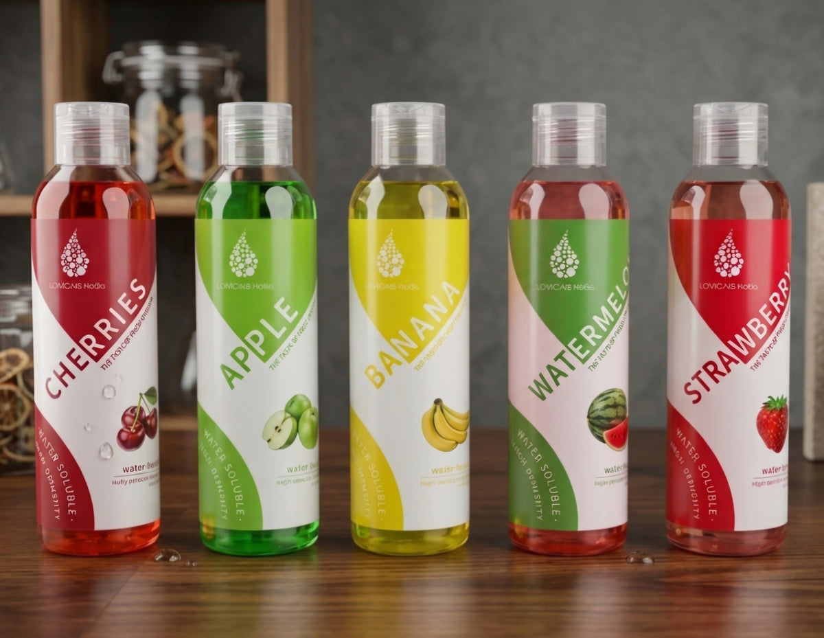 Water-Soluble, Silky-Smooth Personal Lube, Lubricant, Flavored: Watermelon, Strawberry, Cherry, Apple, Banana 200mls/6.8oz