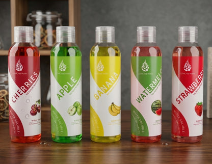 Water-Soluble, Silky-Smooth Personal Lube, Lubricant, Flavored: Watermelon, Strawberry, Cherry, Apple, Banana 200mls/6.8oz