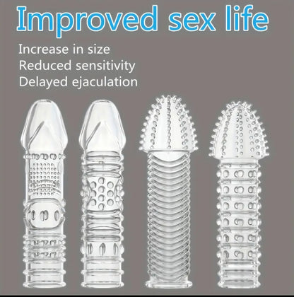 4 Pcs Reusable Penis Sleeves - Texture, Sensation, and Shared Pleasure