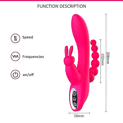Triple Stimulation Rabbit Vibrator Sex Toys - Adult Women Pleasure Toys Female Clitoral Nipple Sex Toy with 7 Modes for G spot Anal Clit Vagina Stimulation