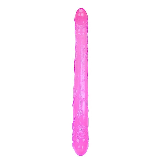 14.7-Inch Double-Ended Realistic Dildo - Extra Long Pink PVC Dong with Dual Glans and Veined Texture - 37.5cm