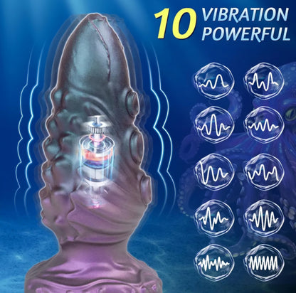 6.9" Vibrating Butt Plug Large Buttplug, Monster Tentacle Dildo Knot Silicone Anal Plug for Training & Stretching, Vibrating Anal Plug Prostate Massage with Suction Cup, Adult Sex Toys for Men Women AMA