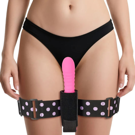 Bondage Vibrator Forced Strap Sex Toy for Women, Hands-Free Thigh Restraints with Vibrator Holder, Elasticity Adjustable Leg Strap for G-Spot Stimulator, BDSM Couple Toys for Vibrators Wands Dildo