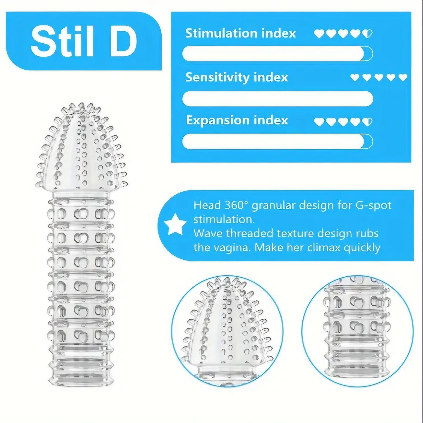 4 Pcs Reusable Penis Sleeves - Texture, Sensation, and Shared Pleasure