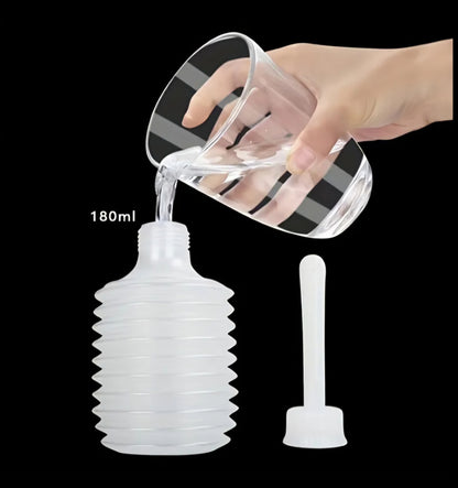 180ml Accordion-Style Travel Enema Bulb – Flexible Nozzle Personal Irrigator
