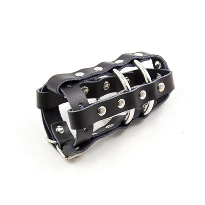Premium Faux-Leather Male Chastity Cage – Adjustable Locking Cage with Metal Rings & Padlock