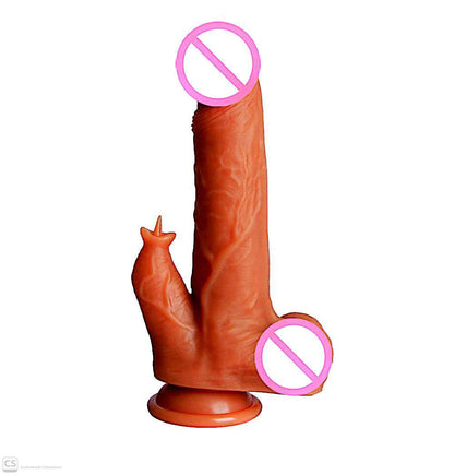 9 Inch Vibrating Thrusting Rotating Dildo with Clit Licker Licking Tongue