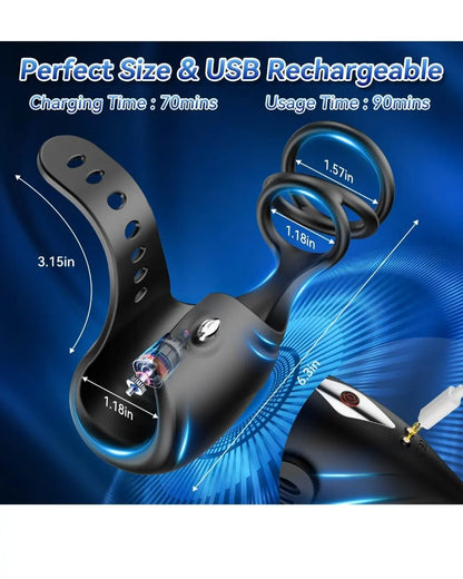 Male Sex Toys for Mens Vibrators - Penis Vibrator Trainer Stimulator Male Masturbators Stroker Toys with Penis Rings, APP Remote Control Vibrator Adult Sex Toys & Games for Men Masturbation(Black)