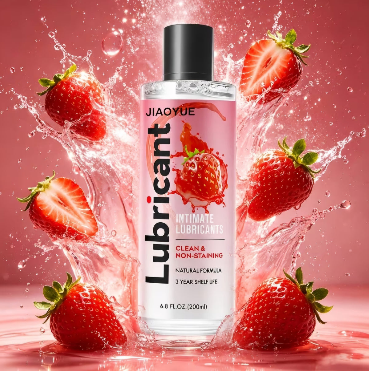 Strawberry Flavored Intimate Lubricant – Water-Based, Long-Lasting Lube & Non-Staining Formula (6.8 fl oz / 200 ml)