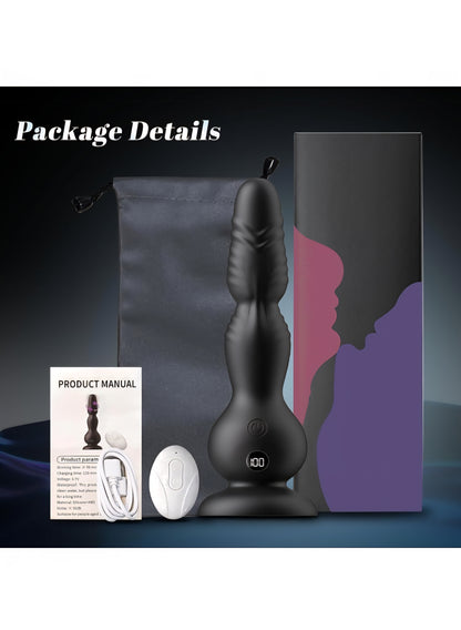 360°Rotation Anal Vibrators Prostate Massager, 10 Modes Rotating Vibrating Anal Beads LED Display Butt Plug with Remote Control, Strap-on Anal Sex Toys with Strong Suction Cup Adult Toys for Men