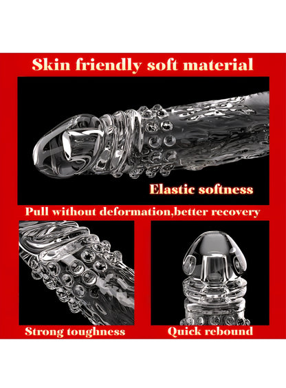 Penis Sleeve with Cock Ring Sex Toys for Male, Ultra-Soft Silicone Cock Sleeve, Reusable Penis Cuff Thickened Testicle Ring Male Adult Toys, Penis Extender and Penis Enlarger for MenPenis Sleeve with Cock Ring Sex Toys for Male, Ultra-Soft Silicone Cock S