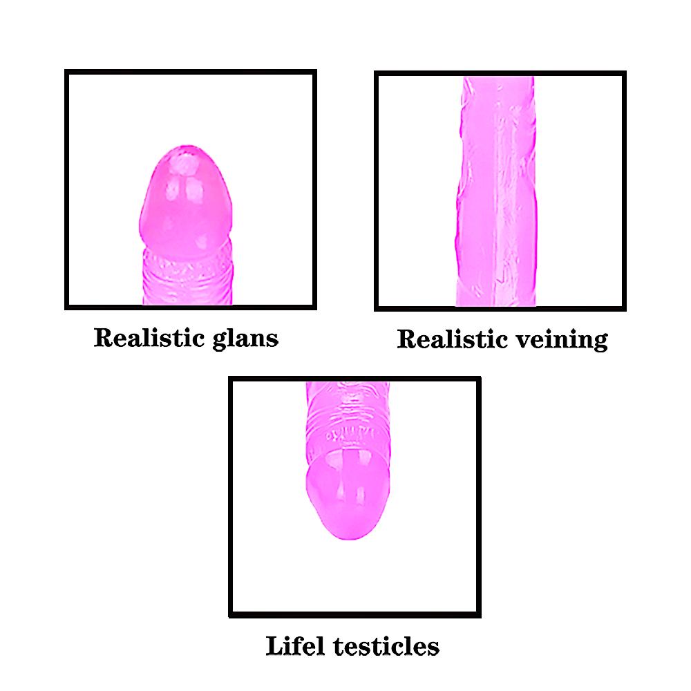 14.7-Inch Double-Ended Realistic Dildo - Extra Long Pink PVC Dong with Dual Glans and Veined Texture - 37.5cm