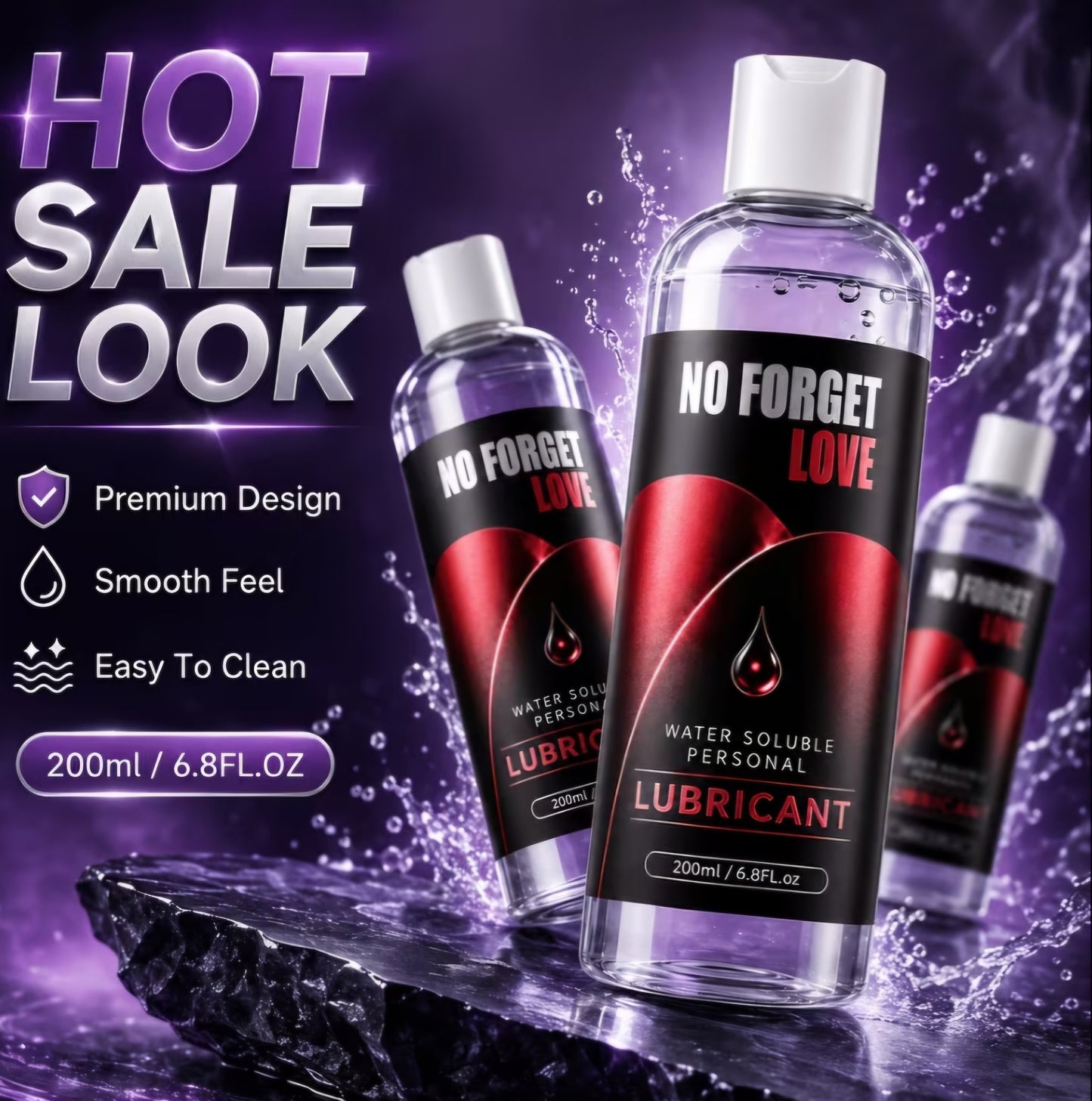 Water-Soluble Personal Lubricant | No Forget Love| Lube (200ml / 6.8 fl. oz) – Ultra-Smooth & Easy Clean-Up, Body Safe and Non Toxic