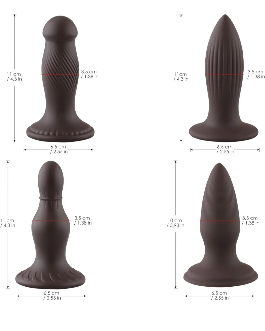 Anal Plug Training Sets，4 Shapes Anal Dildos， Dildo with Strong Suction Cup，G-Spot Sex Toys for Women/Men Pleasure Dildo and Anal Play，Prostate Massage Sex Toys for Beginner