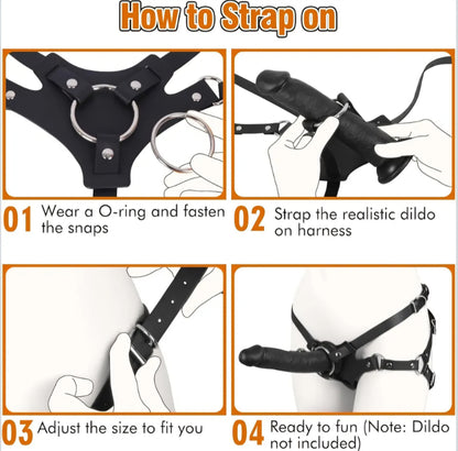 BDSM Bondage Sex Strap Restraint Kit Adult Sex Toy with Sexy Lingerie Breast Harness Strapon, Strap On Harness for Women Pegging Dildo, Adjustable Bondage Gear for Couple Lesbian Gay Vaginal Anal Play