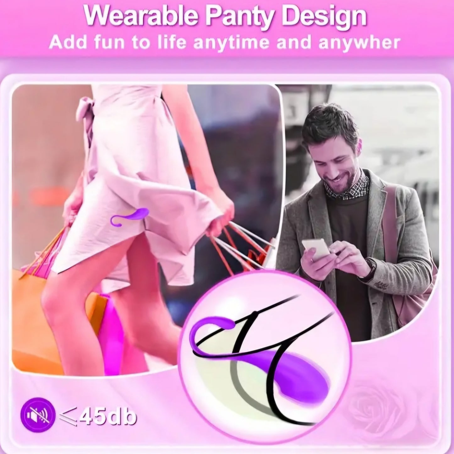 App Controlled Wearable/ Insertable Panty Vibrator, USB Rechargeable