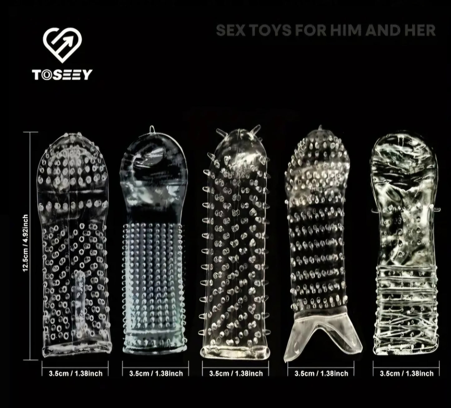 5 Piece Reusable Wolf Condom Sleeve