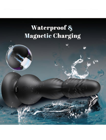 360°Rotation Anal Vibrators Prostate Massager, 10 Modes Rotating Vibrating Anal Beads LED Display Butt Plug with Remote Control, Strap-on Anal Sex Toys with Strong Suction Cup Adult Toys for Men