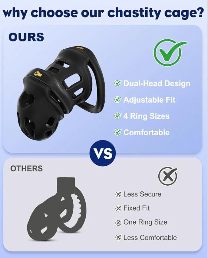 Male Chastity Cage with Elastic Belt, Adjustable Fit, 4 Ring Sizes
3D Printed Lightweight Penis Cage with Invisible Lock, Breathable Comfort Fit Chastity Device for Men bondage gear Sex Toys