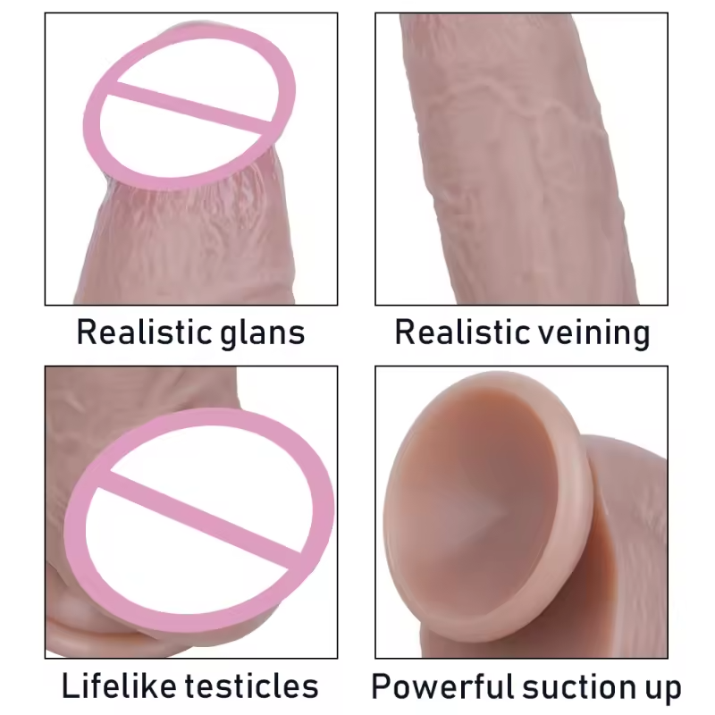 Ultra-Realistic Thick Boy Silicone Dildo with Strong Suction Cup Base – 8.26 x 1.96 Inches
