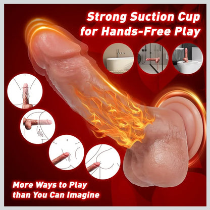 Thrusting Dildo Vibrator Sex Toys, Heating Realistic Dildos for G Spot Anal Stimulation with 7 Thrusting & 9 Vibration Mode, Remote Control Strong Suction Cup, Adult Sex Toys for Woman Couples 8"