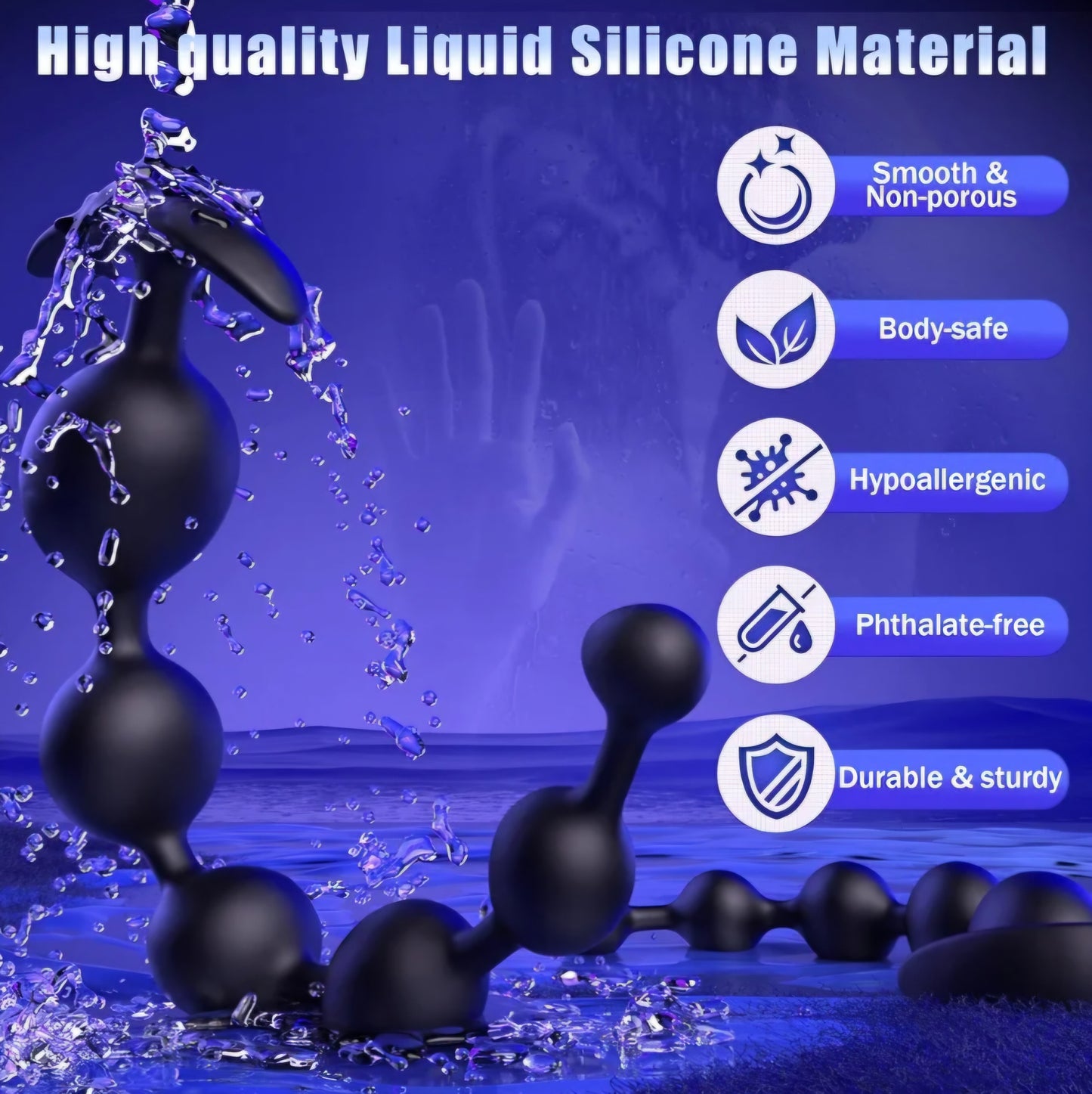 Large Anal Beads Anal Sex Toy - 6 Gradient Size for Depth Anal Training, 2" Max Diameter & 12.8" Long, Flexible Silicone Butt Plug & Prostate Massager Sex Toy for Men, Couples SF