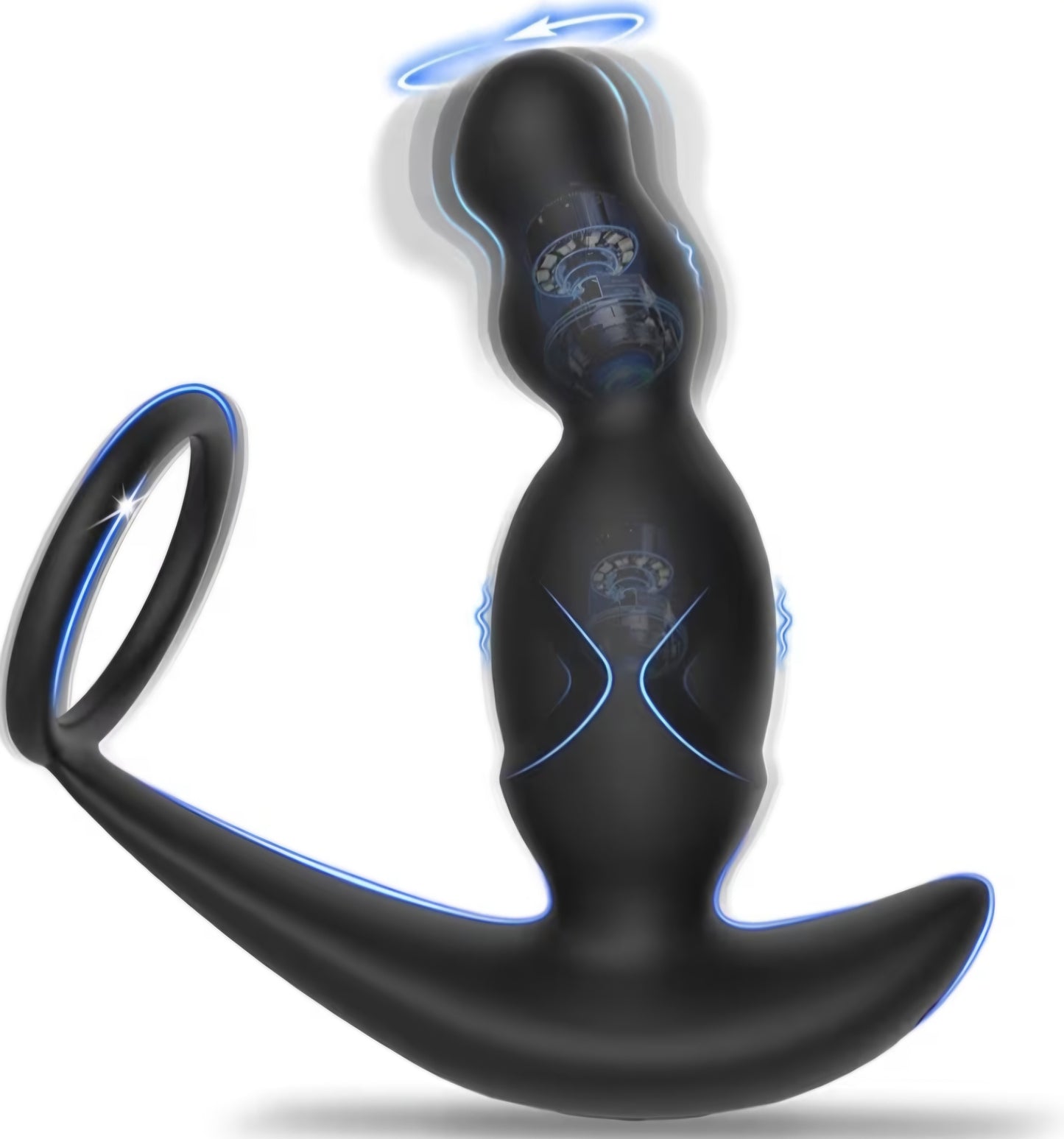 Anal Sex Toys for Men, Anal Vibrator Prostate Massager with Cock Ring, Vibrating Anus Butt Plug with 3 Rotating & 10 Vibrating Modes, Anal Beads for Gay Couples Adult Sex Toys for Man