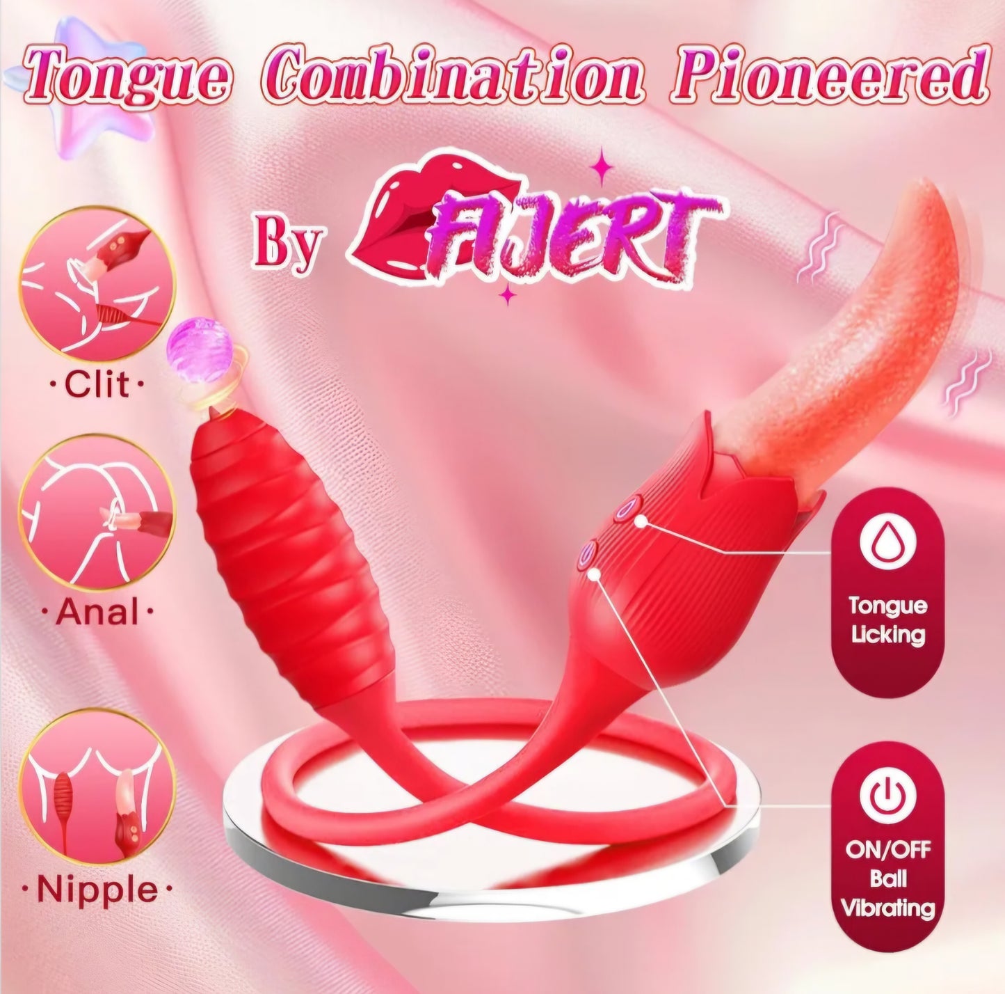 Vibrator Tongue Sex Toys for Women - 2 in 1 Realistic Tongue Vibrators with 10 Licking Clitoral & 10 Vibration Modes, Ultra-Soft Flexible Clit Stimulator Licker, Adult Toy for Female Couple Games