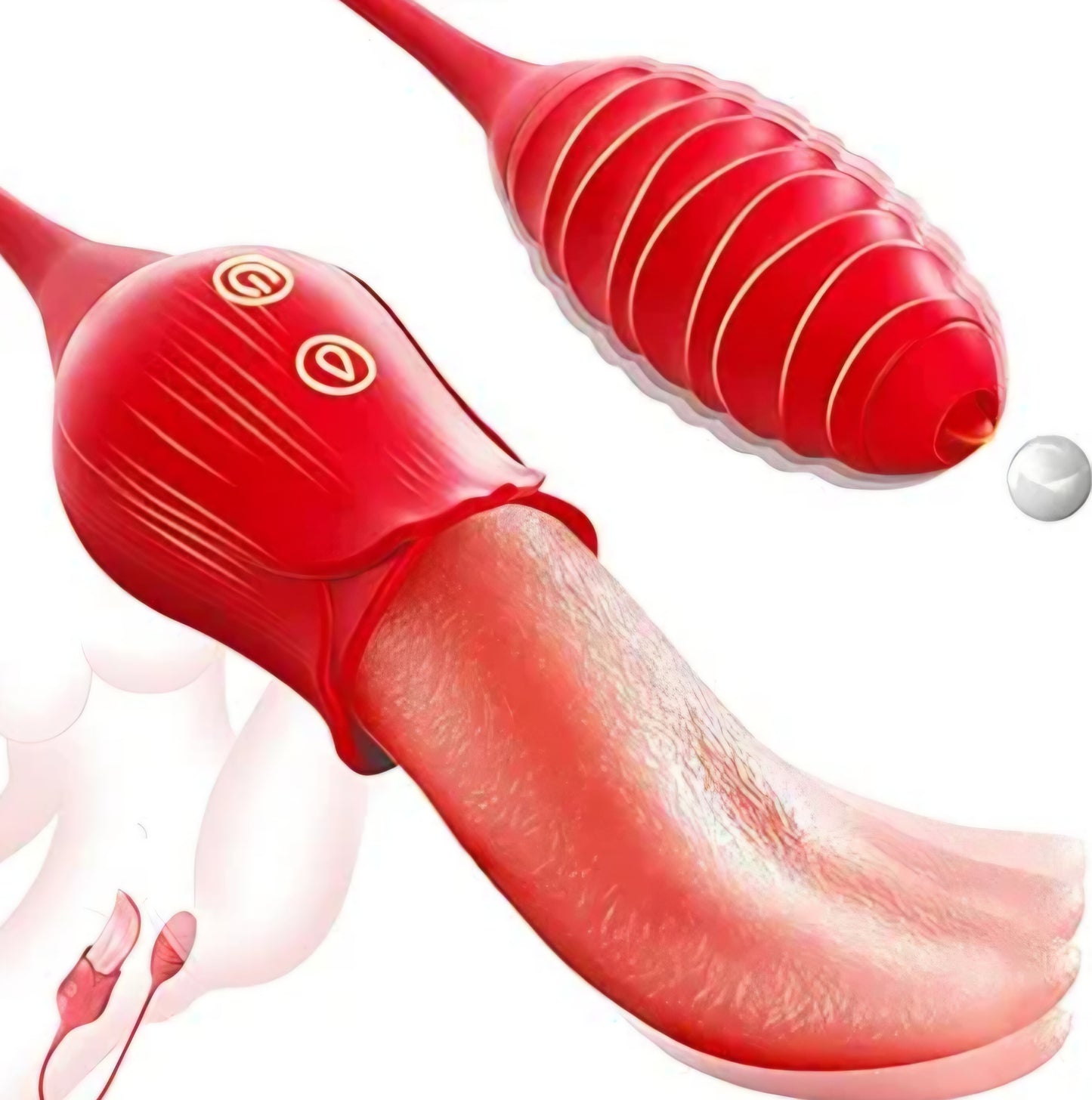 Vibrator Tongue Sex Toys for Women - 2 in 1 Realistic Tongue Vibrators with 10 Licking Clitoral & 10 Vibration Modes, Ultra-Soft Flexible Clit Stimulator Licker, Adult Toy for Female Couple Games