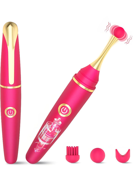 Vibrator Wand Female Adult Sex Toys for Women, 4 in 1 Squirting Vibrator with 10 Modes Pinpoint Clitoral G-Spot Dildo Nipple Stimulator High Frequency Mini Bullet Vibrators 3 Silicone Head