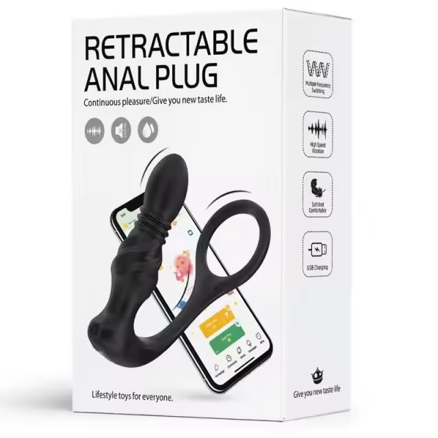 App Controlled Thrusting Anal Prostate Massager Anal Plug Male Men Gay with Penis Cock Ring