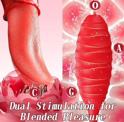 Vibrator Tongue Sex Toys for Women - 2 in 1 Realistic Tongue Vibrators with 10 Licking Clitoral & 10 Vibration Modes, Ultra-Soft Flexible Clit Stimulator Licker, Adult Toy for Female Couple Games