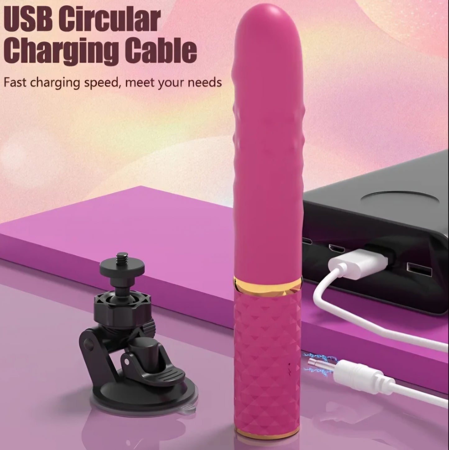 Premium 2-in-1 Automatic Thrusting Vibrator & Hands-Free Sex Machine | 10 Intense Modes, Suction Cup Base & USB Rechargeable