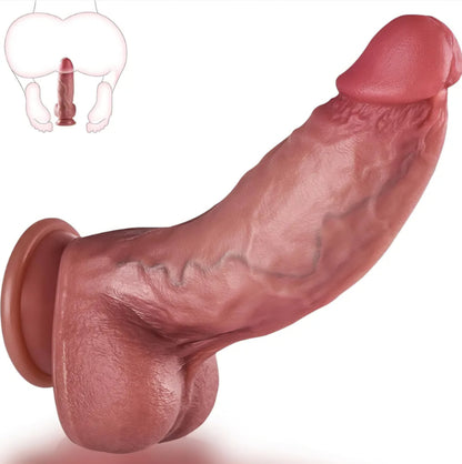 Realistic 8.7 Inch Sex Toy Silicone Dildo for Women and Men – Thick Lifelike Penis with Skin Texture and Powerful Suction Cup for Hands-Free Anal and Vaginal Pleasure