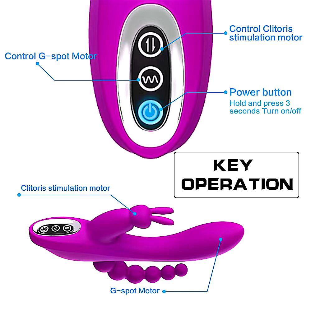 Triple Stimulation Rabbit Vibrator Sex Toys - Adult Women Pleasure Toys Female Clitoral Nipple Sex Toy with 7 Modes for G spot Anal Clit Vagina Stimulation