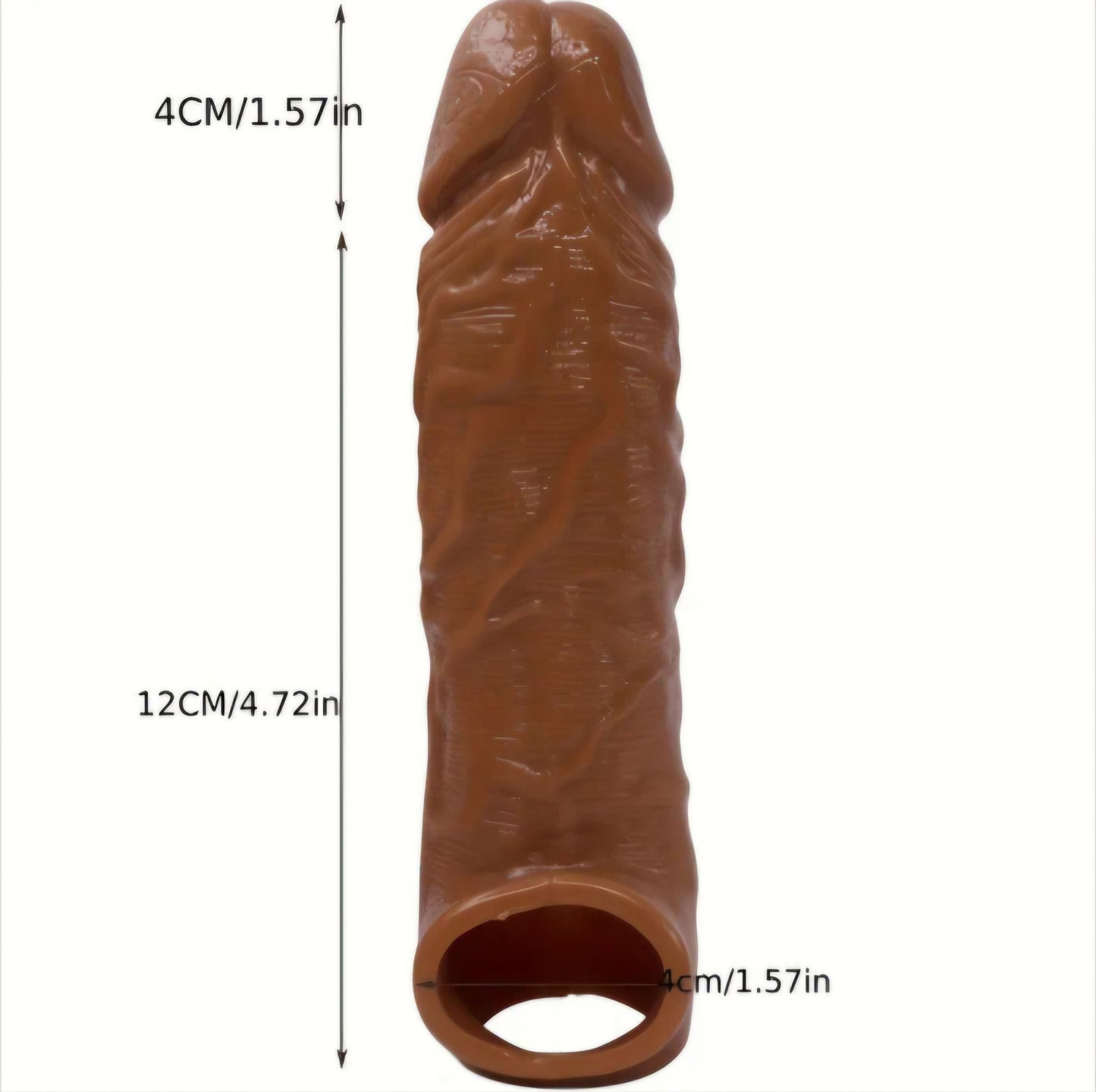 Textured Silicone Performance Sleeve – Enhancing Extender for Couples – Ribbed & Studded Design – Dark Brown 1.57 Inch Extension