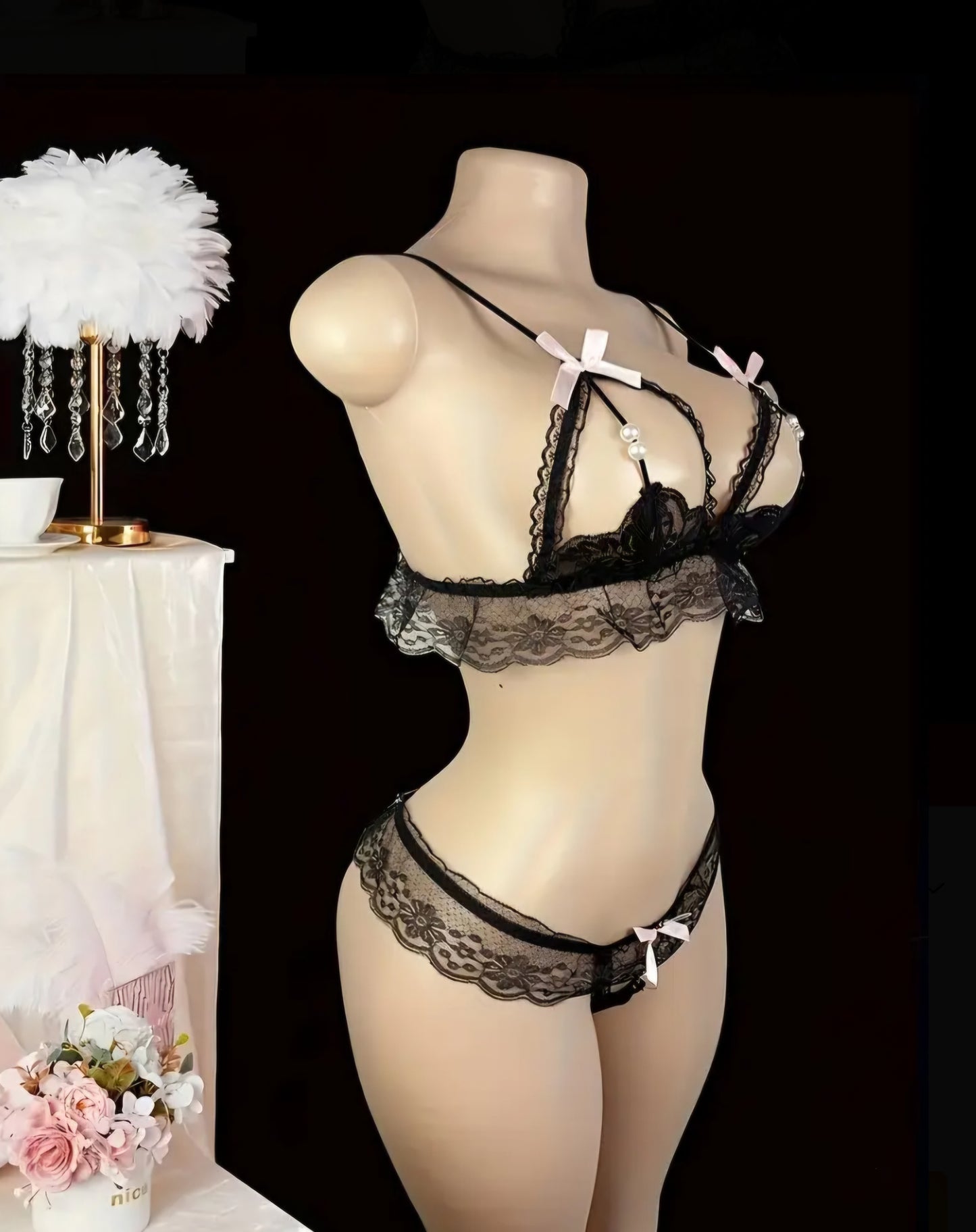 🎀 Elegant & Sexy 2-Piece Black Lingerie Set Lingerie 🎀 - One Size