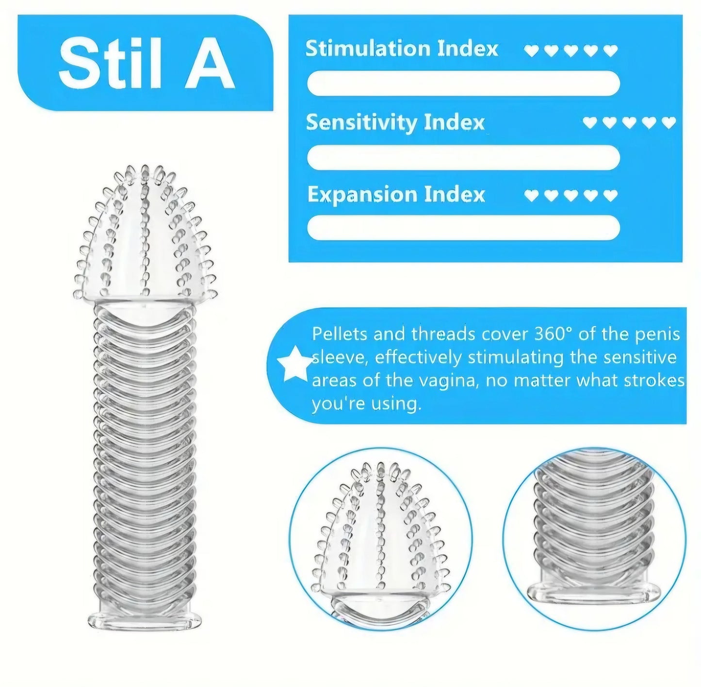 4 Pcs Reusable Penis Sleeves - Texture, Sensation, and Shared Pleasure