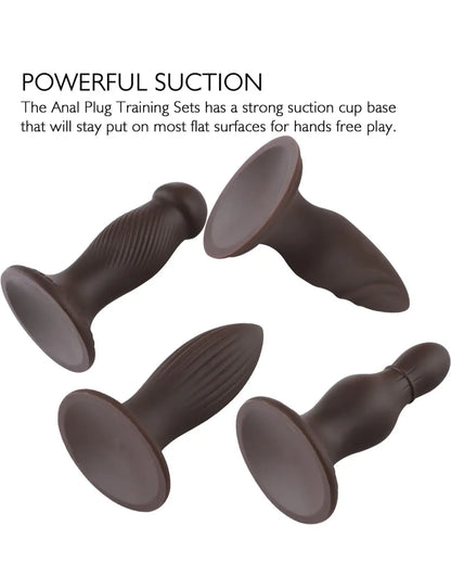 Anal Plug Training Sets，4 Shapes Anal Dildos， Dildo with Strong Suction Cup，G-Spot Sex Toys for Women/Men Pleasure Dildo and Anal Play，Prostate Massage Sex Toys for Beginner