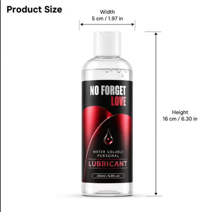 Water-Soluble Personal Lubricant | No Forget Love| Lube (200ml / 6.8 fl. oz) – Ultra-Smooth & Easy Clean-Up, Body Safe and Non Toxic