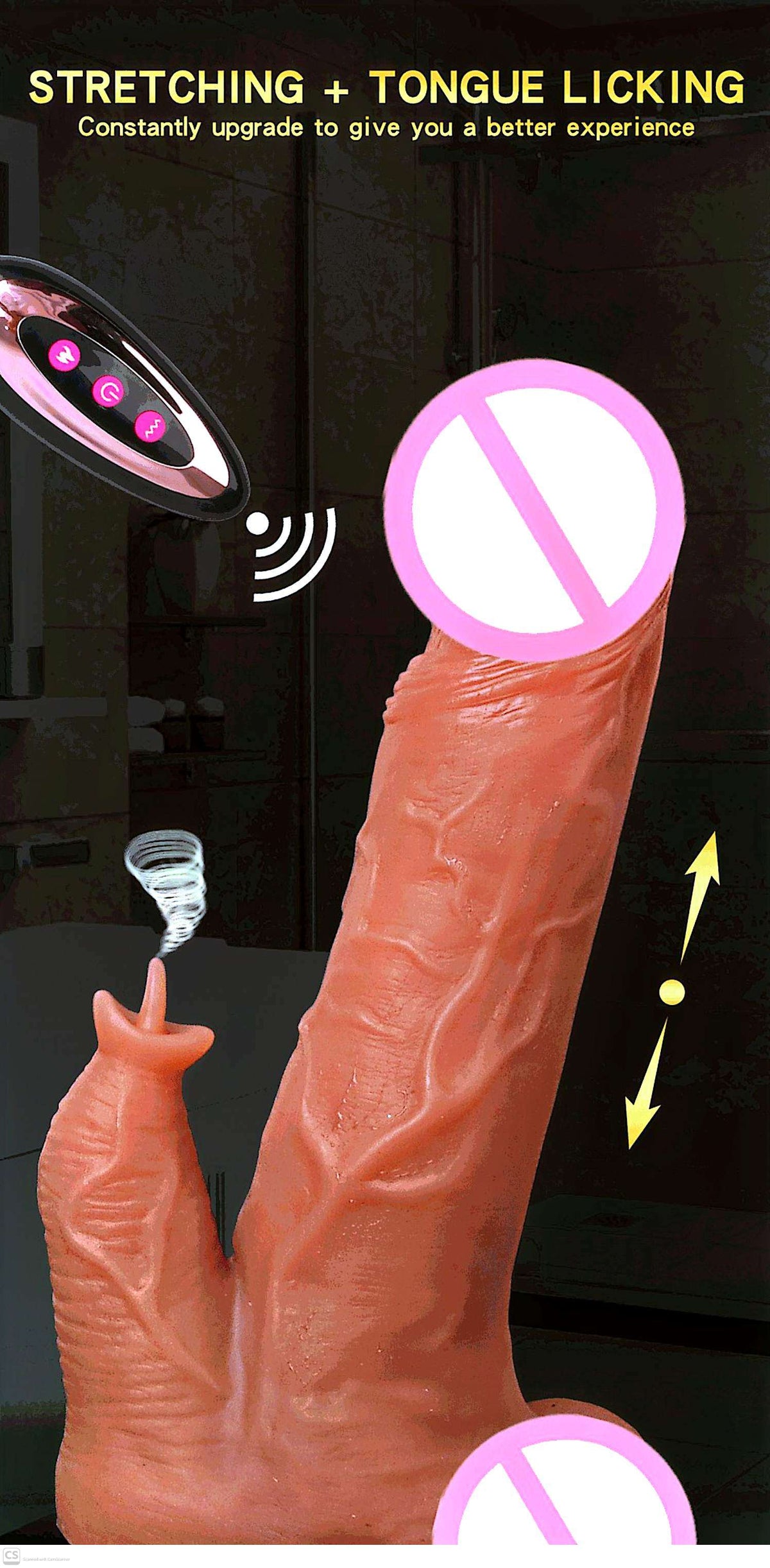 9 Inch Vibrating Thrusting Rotating Dildo with Clit Licker Licking Tongue