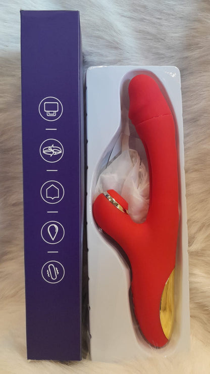 Flapping Sucking Vibrator G Spot Dildo Sex Toy for Women Rabbit Clit Stimulator Wand Vibrator Massager with 7 Tongue Slapping Finger 7 Vibration Suction Pulse Modes for Vaginal Anal Stimulation Waterproof Female Adult Sex Toy (Red)