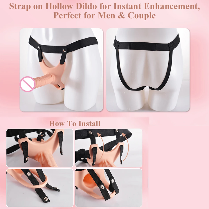 6.3 Inch Hollow Strap on Dildo for Men and Couples, Harness Strap on. Penis Cock Sleeve Strap on