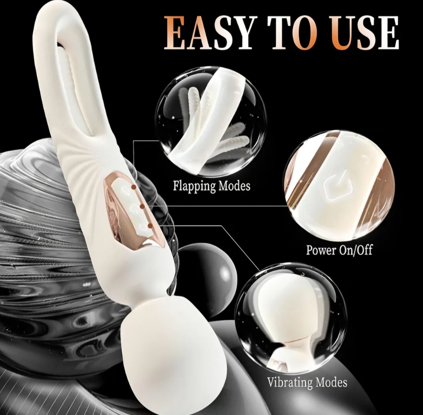 G Spot Vibrator Wand for Clitoral Stimulation, 360° Flexible Vibrating Massager with 10 Flapping & 7 Vibrating Modes, Double-Ended Wand for Clit Nipple Anal Vagina Stimulator, Adult Sex Toys for Women