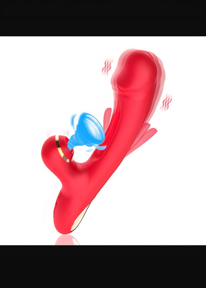 Flapping Sucking Vibrator G Spot Dildo Sex Toy for Women Rabbit Clit Stimulator Wand Vibrator Massager with 7 Tongue Slapping Finger 7 Vibration Suction Pulse Modes for Vaginal Anal Stimulation Waterproof Female Adult Sex Toy (Red)