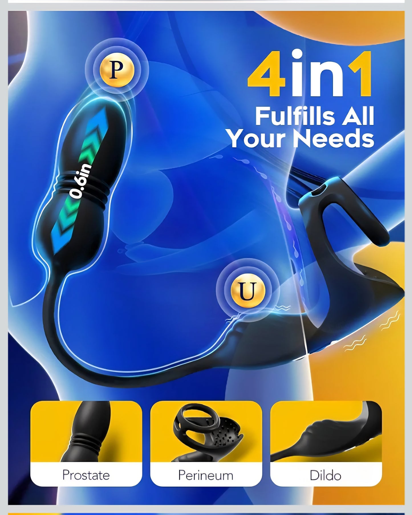 Prostate Massager Anal Vibrating Thrusting - Anal Butt Plug APP Control 8 Vibration Modes P-Spot Toys with Vibrator Cock Ring, Male Anal Pleasure Sex Toys for Adult, Prostate & Enema for Couples