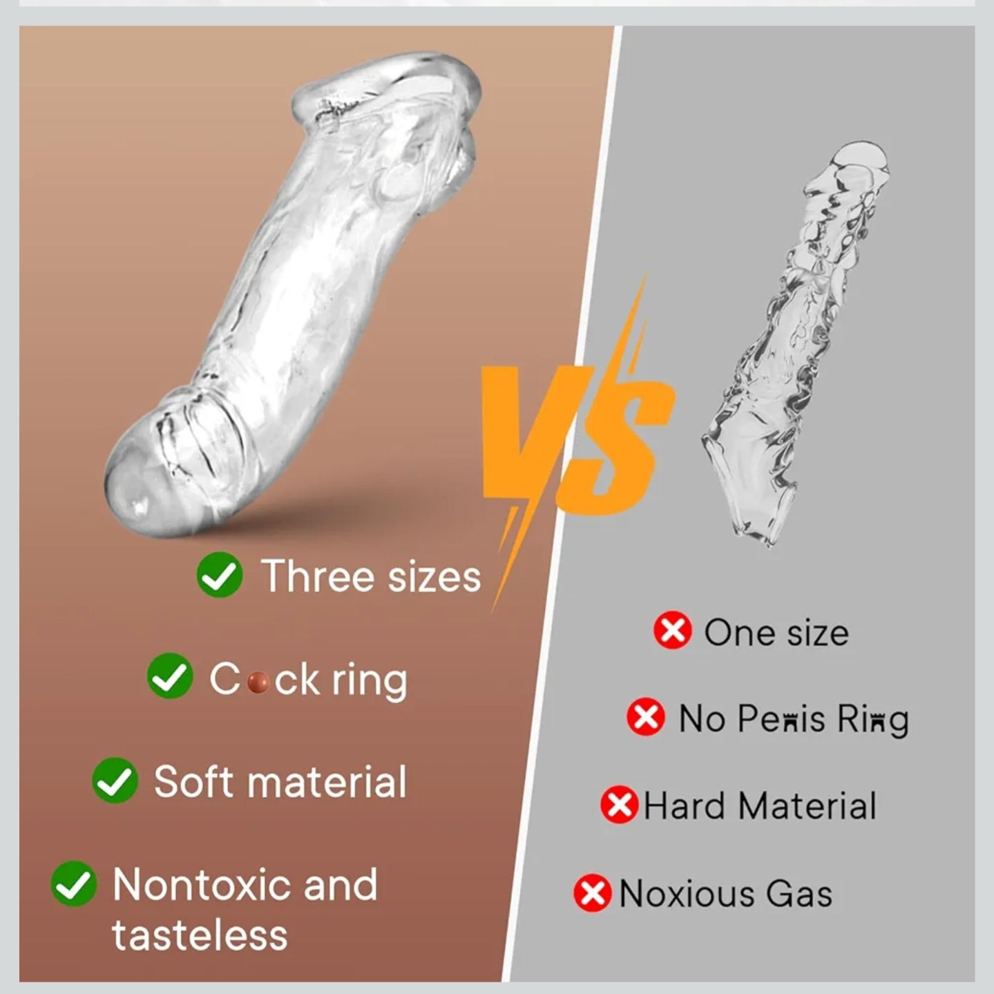 M Reusable Penis Sleeves Set - Silicone Penis Extender with Strap, Odorless Cock Sleeve for Enlargement, Delay Ejaculation & Enhanced Pleasure, Male Sex Toys (Sold Separately)