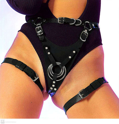 Premium Adjustable O-Ring Strap-On Harness Panty with Thigh Garters