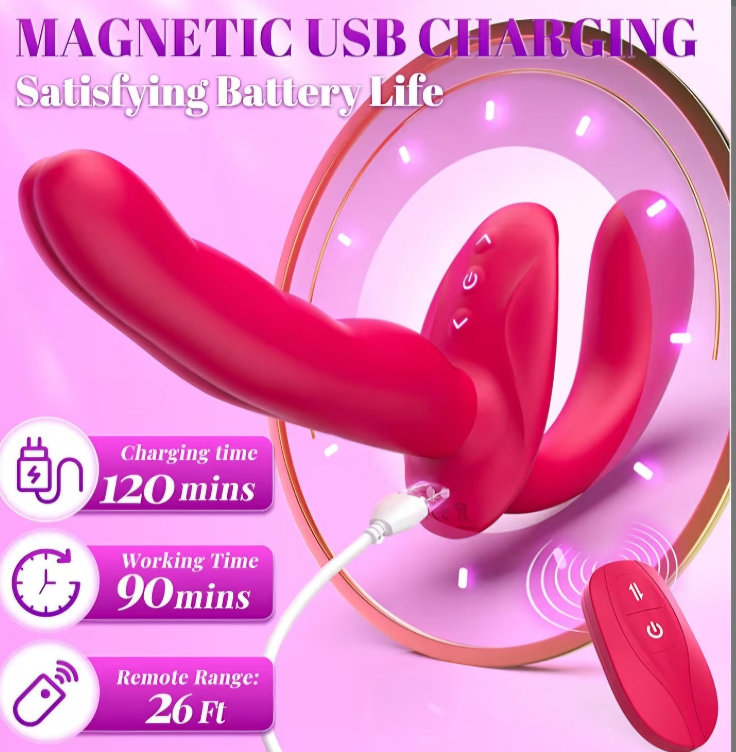 Strapless Strap on Dildo Sex Toys - Double Ended Anal Dildo Detachable Wearable G-Spot Vibrator with Remote Control,Finger Design Vibrating Butt Plug Adult Toys for Women Lesbians & Couples